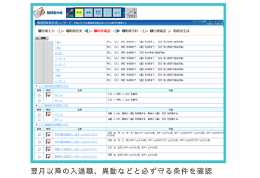 翌月以降の入退職、異動などと必ず守る条件を確認
